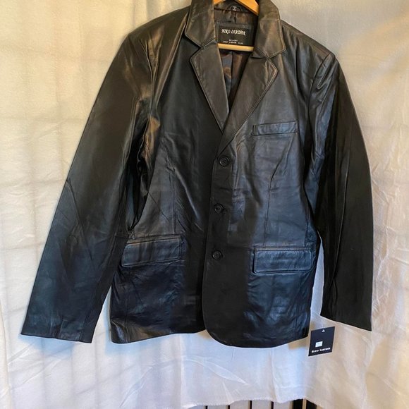 NWT Niko Men's Black Leather Blazer Size Large - Picture 3 of 8